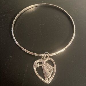 Silver tone angle charm bracelet